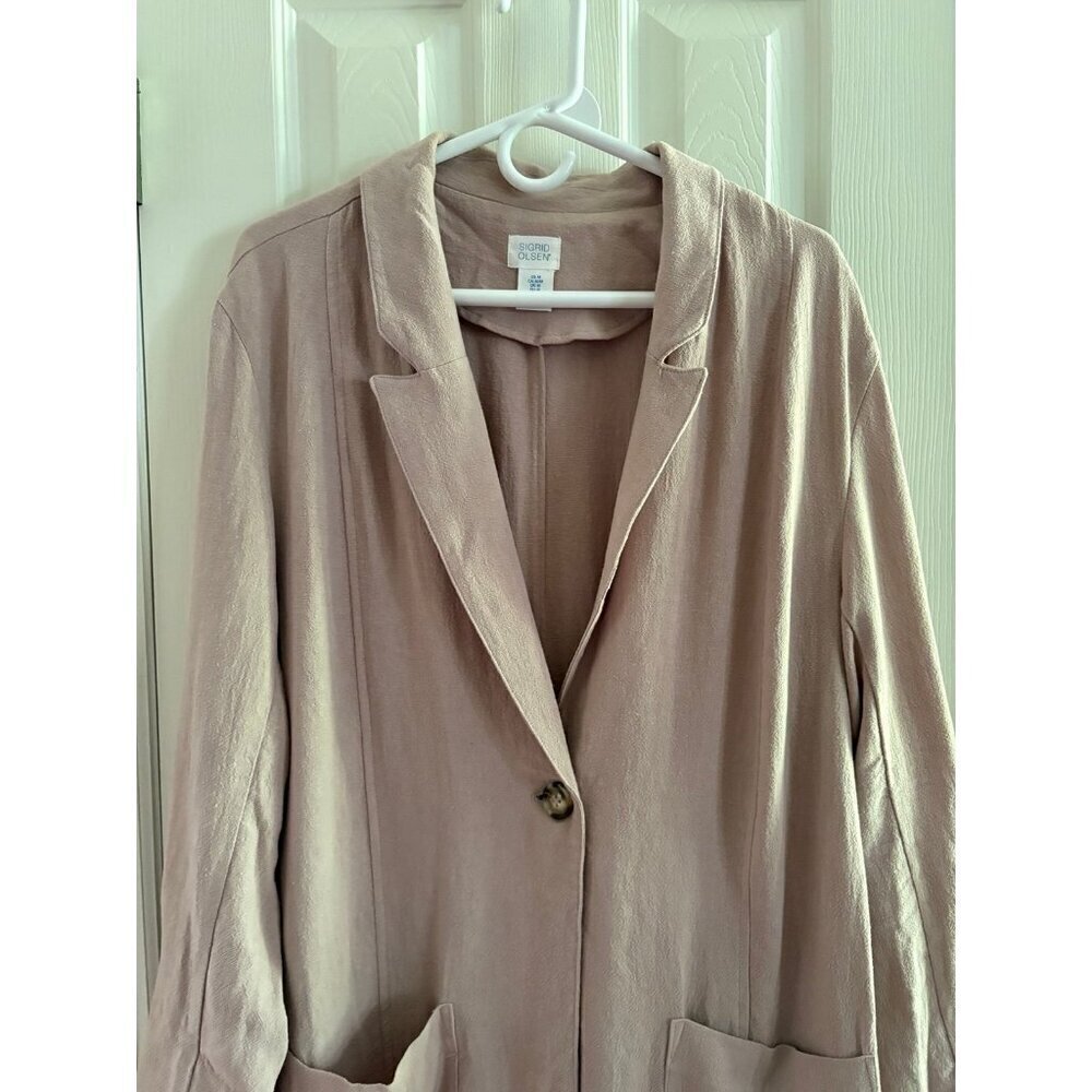 Sigrid Olsen Long Oversized Cardigan Blazer Jacket Linen Blend - Picture 2 of 3